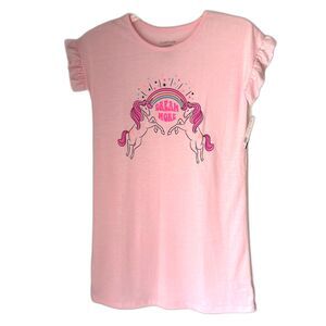 Cuddi Duds Dream More Unicorn Pink Ruffle Sleeve Flame Resistant Nightgown Sz. L